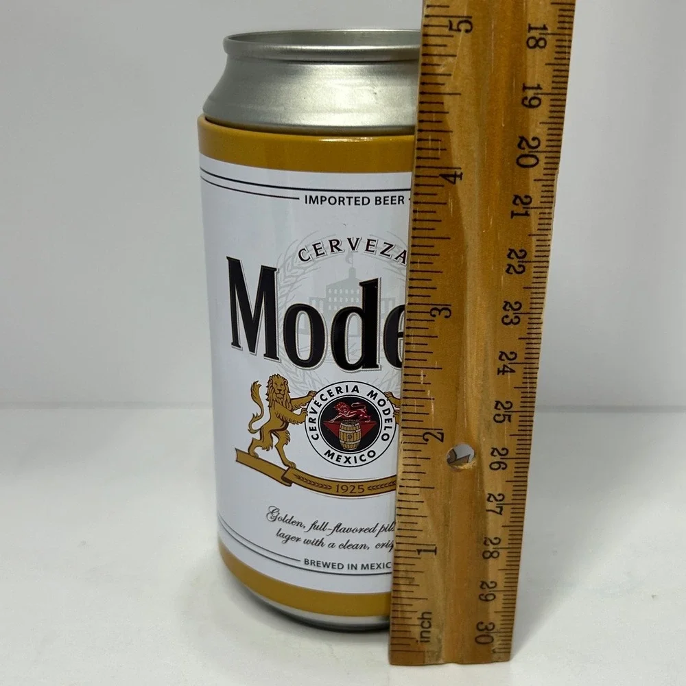 Modelo Especial Beer Crew Socks with Collectible Can Tin Bank White Navy Gold